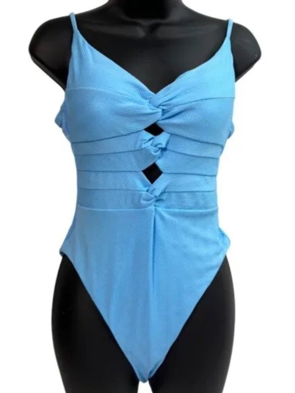 BECCA Women's Standard Prima Twist One Piece Swimsuit, Plunge Neck, Cutout Sz M - Picture 1 of 9